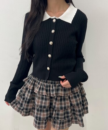 キンボタンLSニットカーデ
