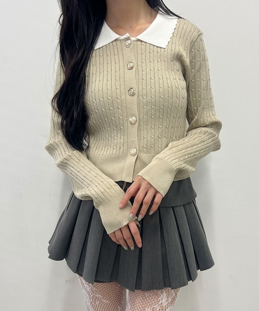 キンボタンLSニットカーデ