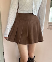 スウェードタッチプリーツスカート