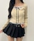レースレイヤードリボントップス