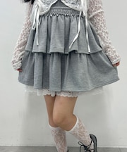 レースレイヤードティアードミニスカート
