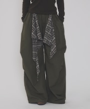 チェックFスリーブワイドパンツ