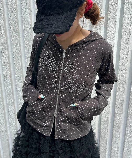 スタッズロゴコンパクトジップパーカー