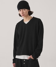 ヘンリーレイヤードVネックニット