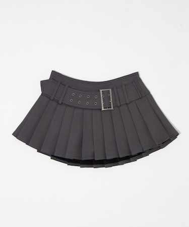 アイレットベルトプリーツミニスカパン