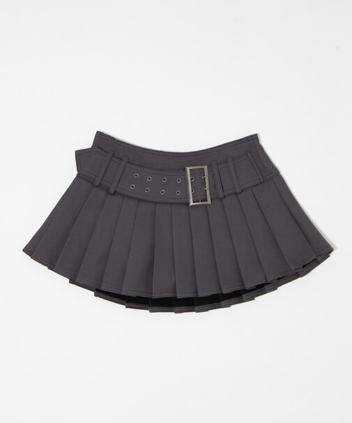 アイレットベルトプリーツミニスカパン