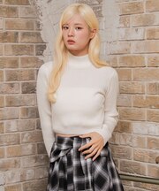リブハイネックショートニット