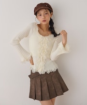 フリルレースパイピングカーデ