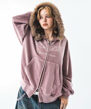 ファーフードグラフィックZIPパーカー