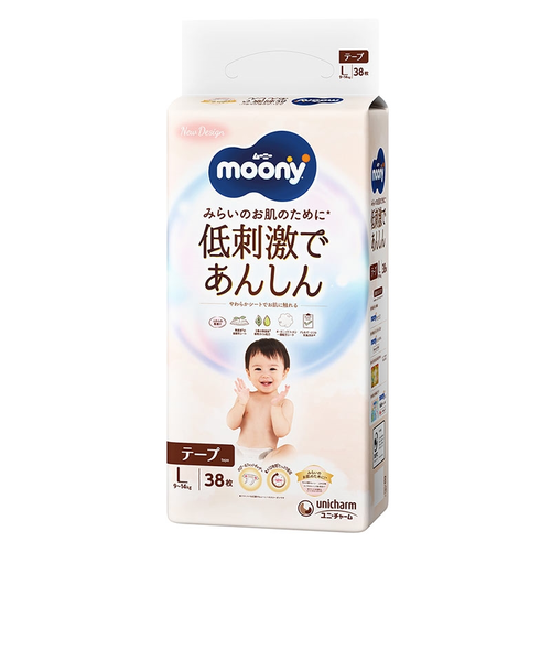 テープ]ムーニー 低刺激であんしん Lサイズ 38枚｜アカチャンホンポの