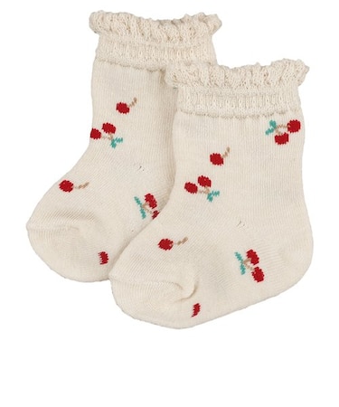 ソックス　直角カカト　チェリー　オフホワイト