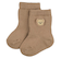 ソックス　直角カカト　刺繍くま　ブラウン