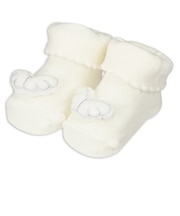 ぬいぐるみ付ソックス 羽根 オフホワイト