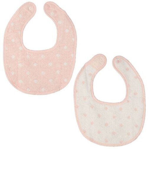 スタイ2枚組　ドットタオル　ピンク