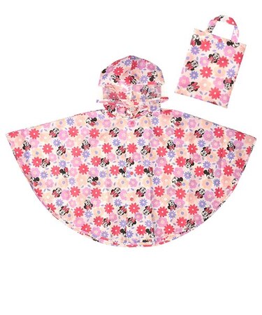 レインポンチョディズニー ミニー花 ピンク