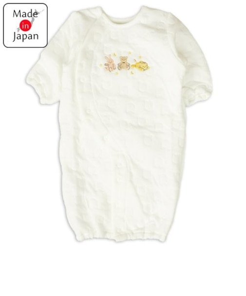 長袖ドレスオール　あったかキルト　くま　オフホワイト