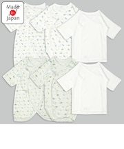 [スナップタイプ]新生児肌着6点セット　長袖　恐竜 グリーン