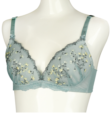 シルエットキレイノンワイヤーブラ　花柄（授乳機能付）　グリーン