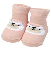 ソックス　耳付きしろくま ピンク