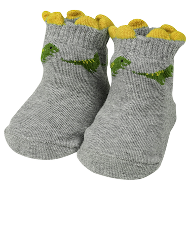 ソックス 恐竜 グレー