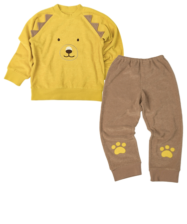 [キッズ]なりきり　長袖パジャマ　パイル裏毛　ライオン イエロー