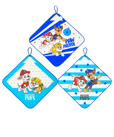 ループ付きタオル 3枚組 パウパトロール　アウトドア 27×27cm