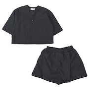 [ベビー]ノーカラージャケットキュロットセットアップ　ネイビー