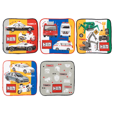 プチタオル5枚組　トミカ　ブリリアント　16ｘ16cm