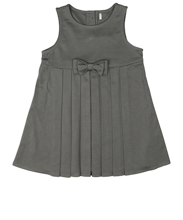 [キッズ]ワンピース　プリーツ無地　チャコールグレー