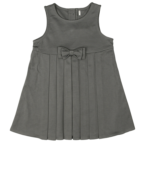 [キッズ]ワンピース　プリーツ無地　チャコールグレー