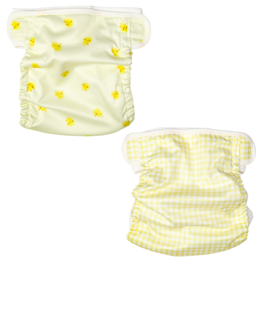 内ベルトおむつカバー2枚組 ひよこ クリーム