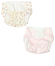 外ベルトおむつカバー2枚組　ハート　ピンク