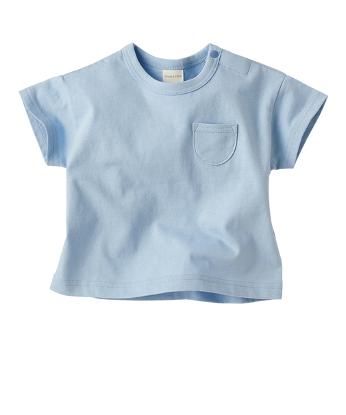 [ベビー]いつものTシャツ　半袖　天竺素材　サックス