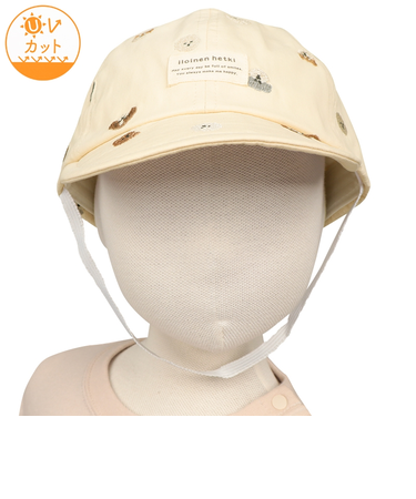 [48～50・52～54cm]キャップ　総柄刺しゅう　アイボリー