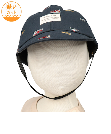 [48～50・52～54cm]キャップ　総柄刺しゅう　ネイビー