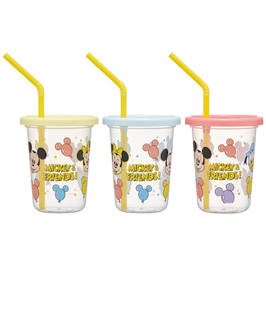 [230ml]ストロー付タンブラー 3個 ミッキーフレンズ風船