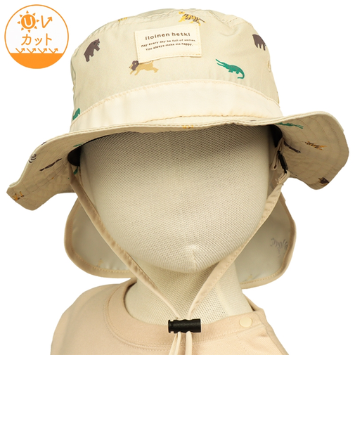 [48・50・52・54cm]サファリハット　総柄プリント　ベージュ