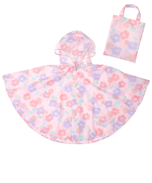 レインポンチョ　おはな　ピンク
