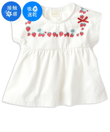 [ベビー]半袖　Tシャツ　胸切替　ひんやり素材 オフホワイト