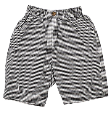 [キッズ]ショートパンツ　先染チェック ブラック