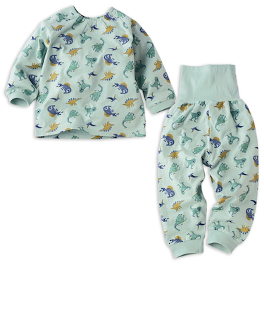 [キッズ]お着替え応援　長袖　パジャマ　かぶり　恐竜 ペパーミント
