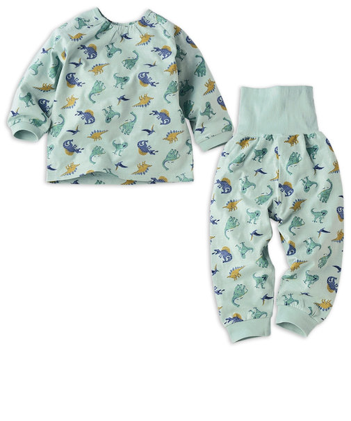 [キッズ]お着替え応援　長袖　パジャマ　かぶり　恐竜 ペパーミント