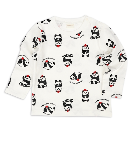 [ベビー]長袖　Tシャツ　総柄　ブラック