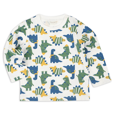 [ベビー]長袖　Tシャツ　総柄　グリーン