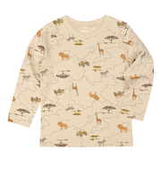 [キッズ]長袖　Tシャツ　総柄　ベージュ