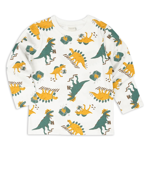 [キッズ]長袖　Tシャツ　総柄　グリーン