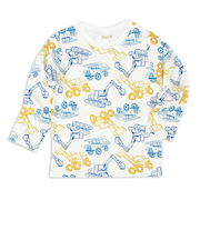 [キッズ]長袖　Tシャツ　総柄　ブルー