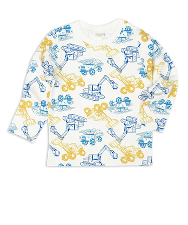 [キッズ]長袖　Tシャツ　総柄　ブルー