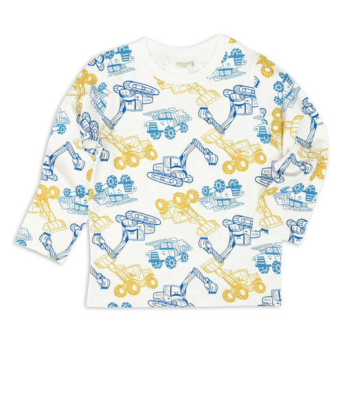 [キッズ]長袖　Tシャツ　総柄　ブルー