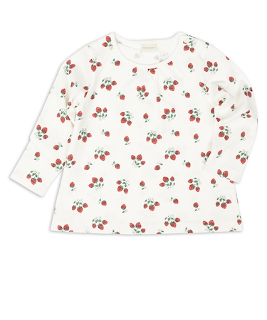 [ベビー]長袖　Tシャツ　総柄　ピンク